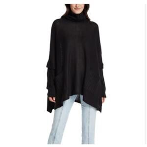 Cloth by Design Women's Turtleneck Poncho Sweater XS Extra Small Black NWT